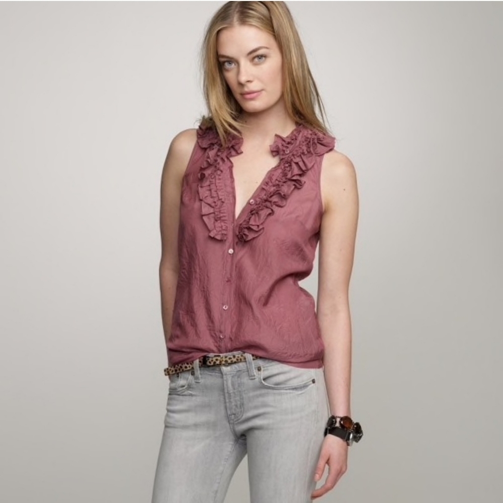 J. Crew BLACK Ruffle Confetti Sleeveless Top